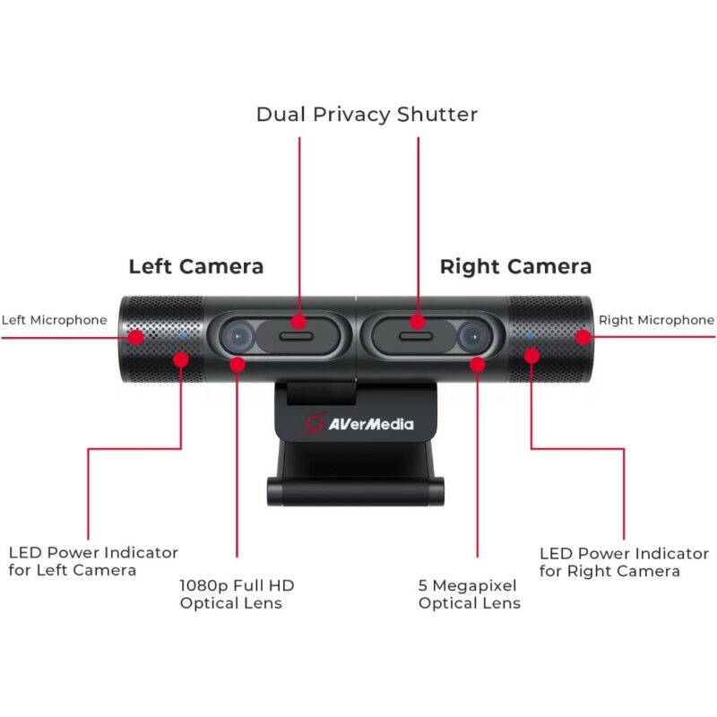 AVerMedia PW313D webcam 5 MP 2592 x 1944 pixels USB 2.0 Noir