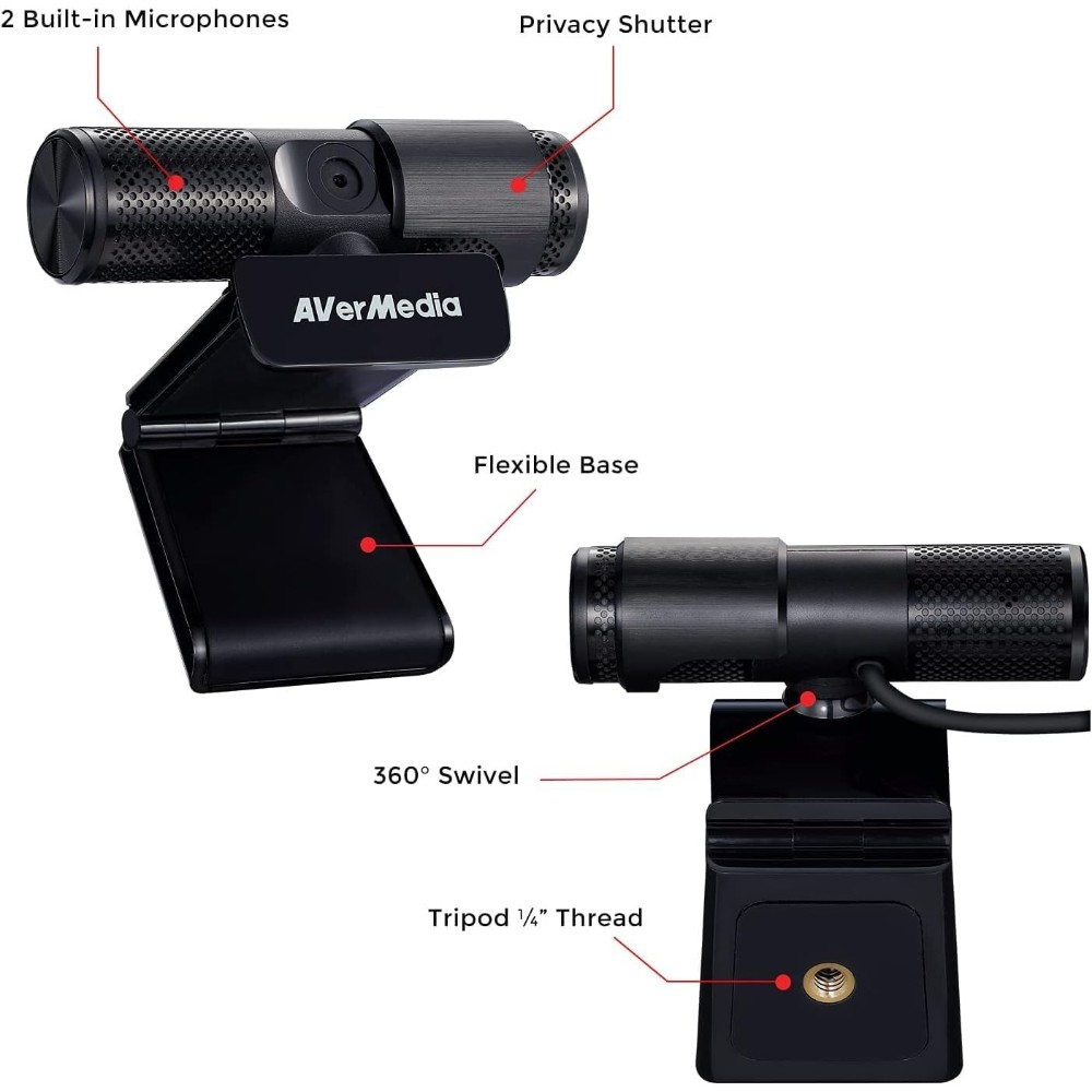 AVerMedia BO311D Live Streamer DUO webcam 2 MP 1920 x 1080 pixels USB 2.0 Noir AVerMedia BO311D Live Streamer DUO webcam 2 MP 1920 x 1080 pixels USB 2.0 Noir
