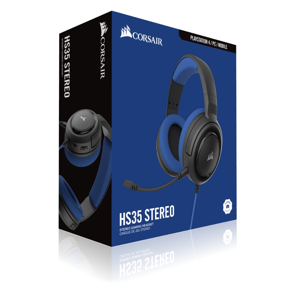 Corsair HS35 Casque Avec fil Arceau Jouer Noir, Bleu Corsair HS35 Casque Avec fil Arceau Jouer Noir, Bleu