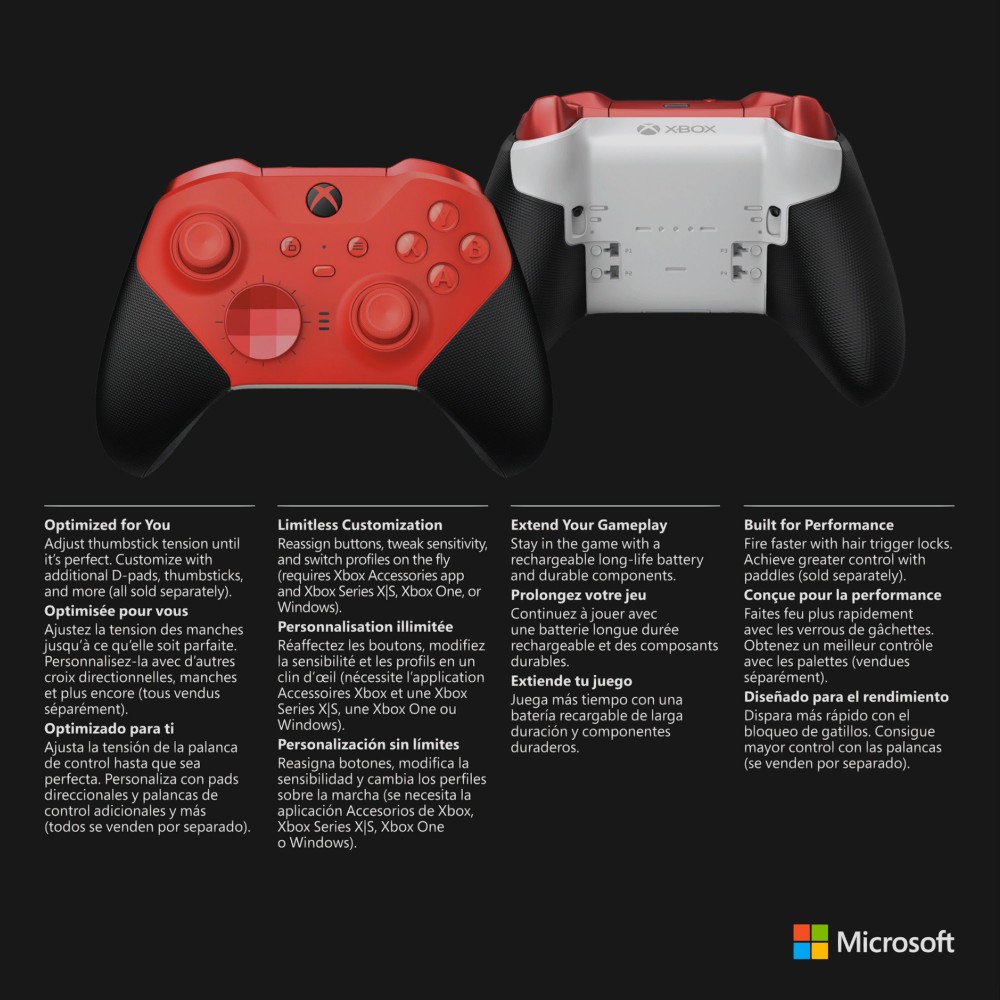 Manette de jeu Xbox sans fil Elite Series 2 Core - Noir & Rouge Manette de jeu Xbox sans fil Elite Series 2 Core - Noir & Rouge