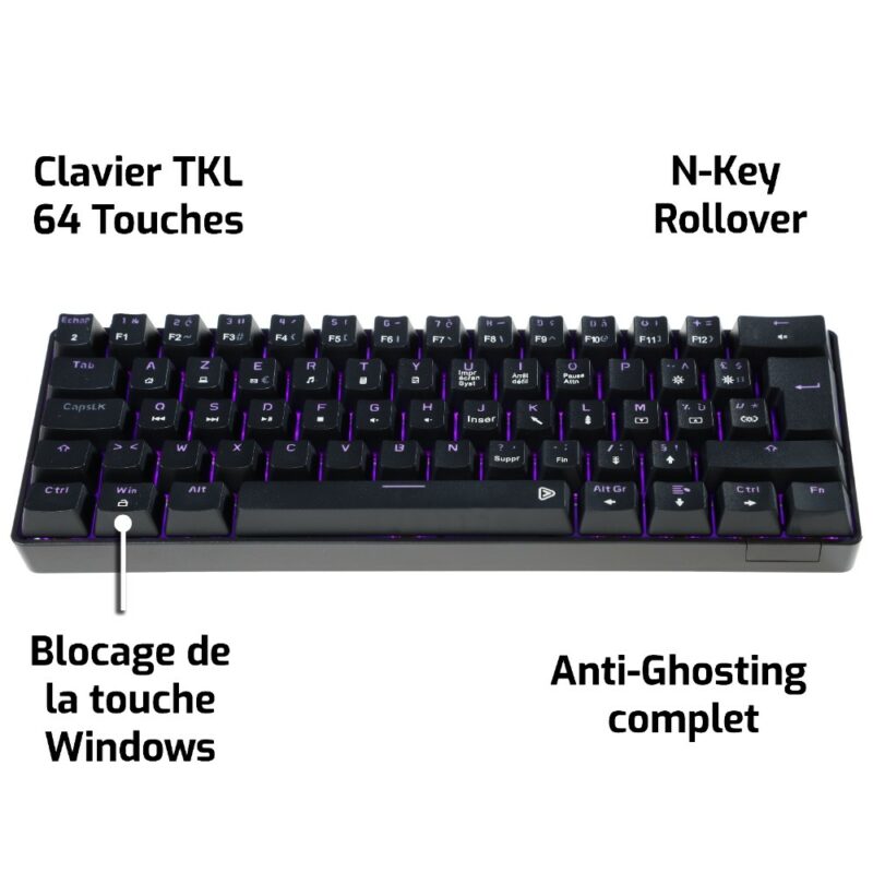 Clavier gaming mécanique compacte CA-100 TKL