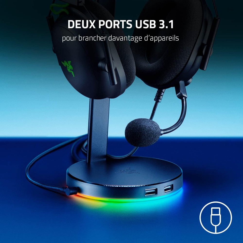 Support (station d'accueil) de casque-micro Chroma Mercury v2 - Blanc RVB Support (station d'accueil) de casque-micro Chroma Mercury v2 - Blanc RVB