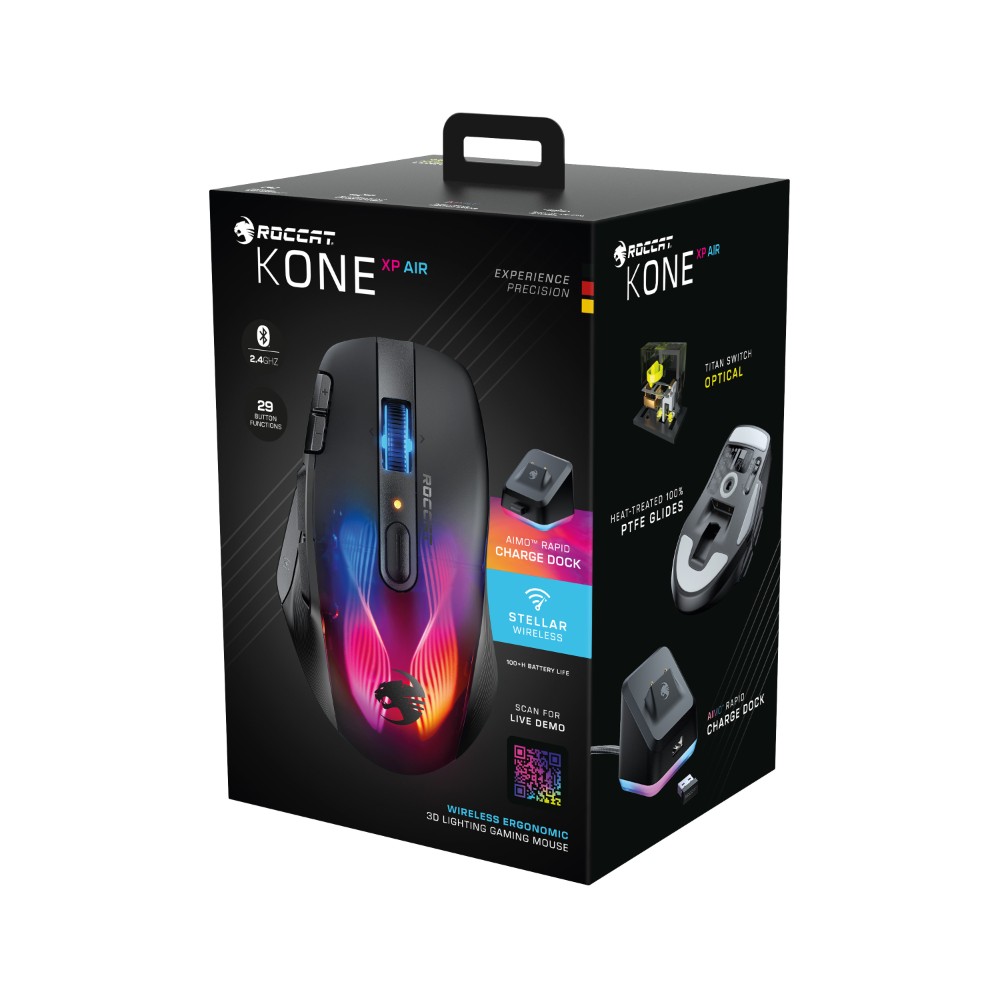 Souris optique sans fil gaming Kone XP Air - Noir RVB Souris optique sans fil gaming Kone XP Air - Noir RVB