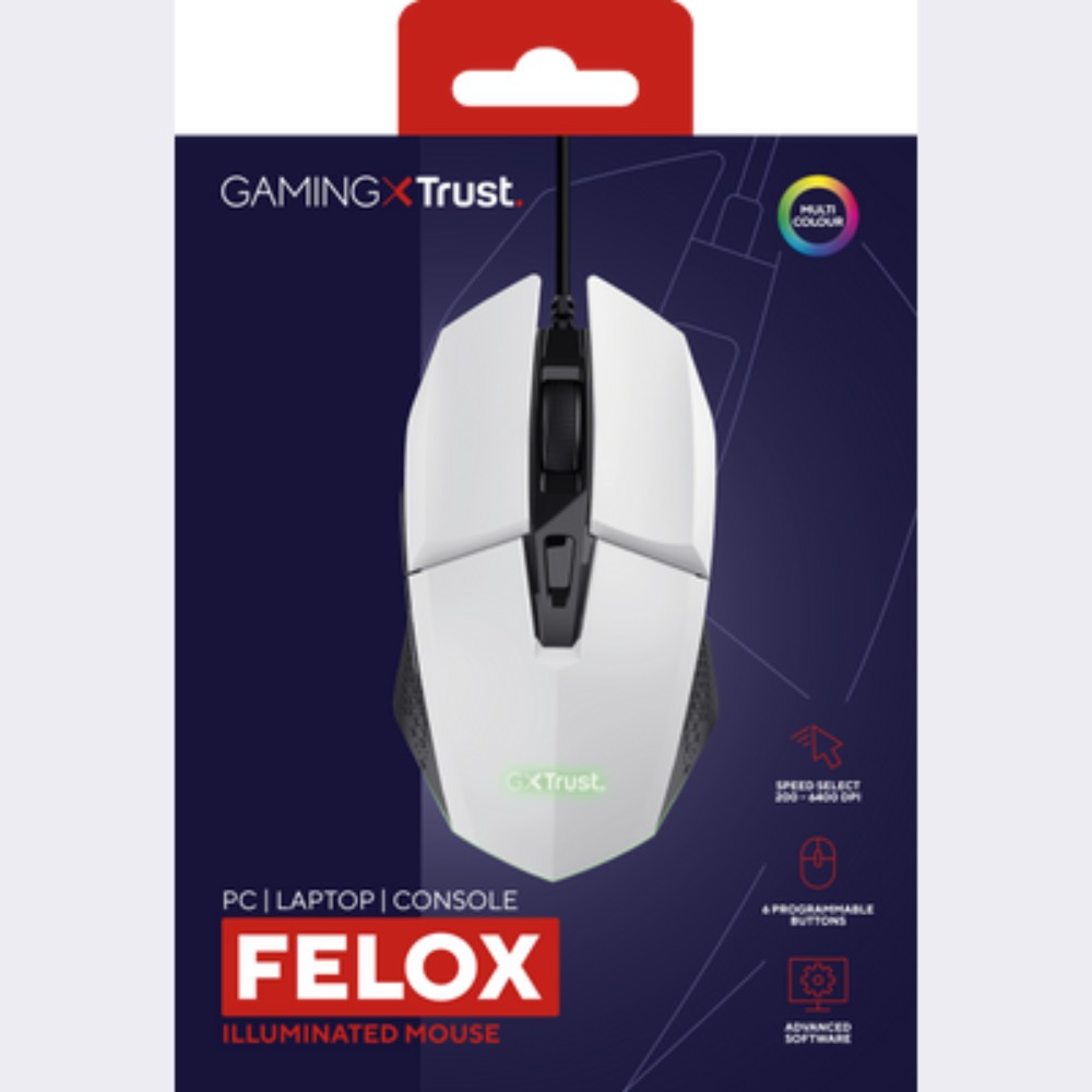 Souris optique gaming GXT 109W Felox - Blanc Souris optique gaming GXT 109W Felox - Blanc