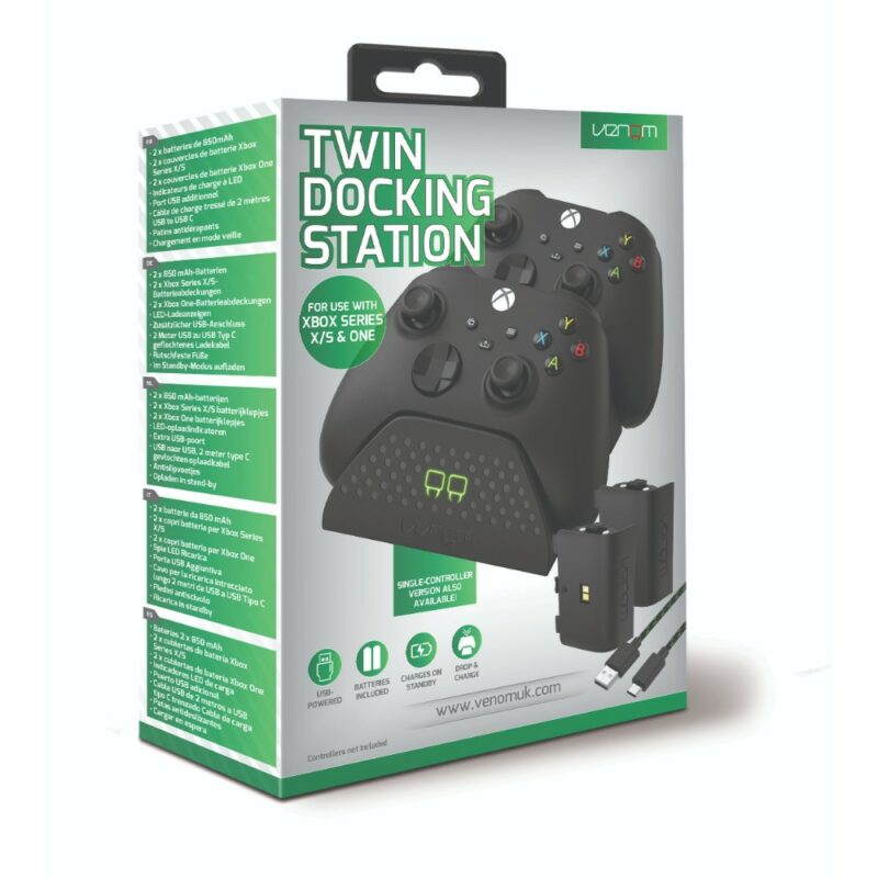 Station de recharge double pour manettes de jeu Xbox Series X - Noir